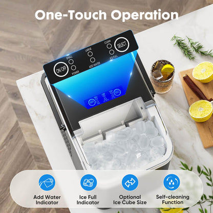 Countertop Ice Maker Machine, Portable Self-Cleaning Ice Machine with Ice Scoop