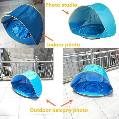 Baby Beach Tent Children Waterproof Pop Up sun Awning Tent UV-protecting Sunshelter with Pool Kid Outdoor Camping Sunshade Beach